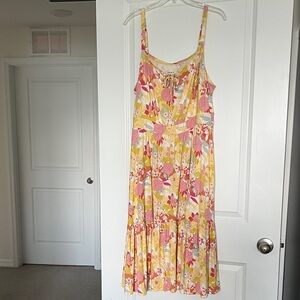 Torrid Floral Midi Dress in Yellow and Pink